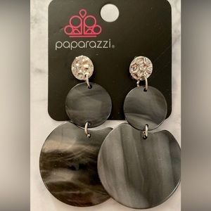 Paparazzi Black and Silver acrylic earrings